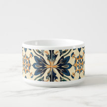 Artisan Blue and Gold Floral Motif