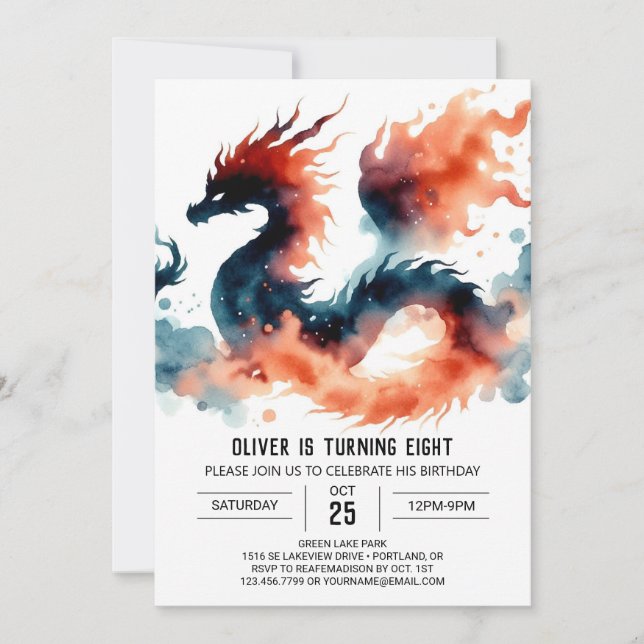 Artisan Bold Dragon Birthday Celebration Invitation (Front)