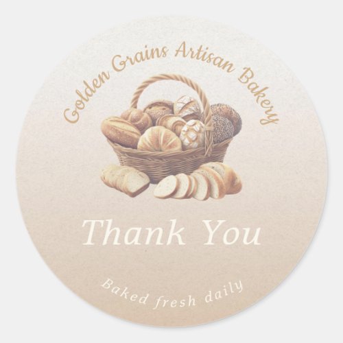 Artisan Bread Basket Thank You Classic Round Sticker