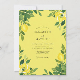 Artisan Bright Lemon Citrus Eucalyptus Wedding Invitation