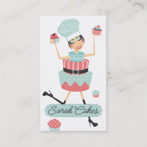 Customizable Artisan cake diva cupcakes bakery business card