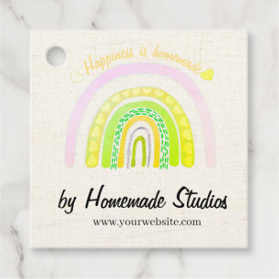 Artisan Canvas Rainbow 'Happiness is Homemade'  Favor Tags