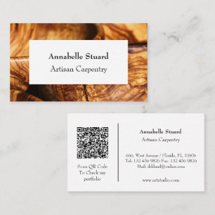 Artisan Carpentry Simple Modern QR code Business Card