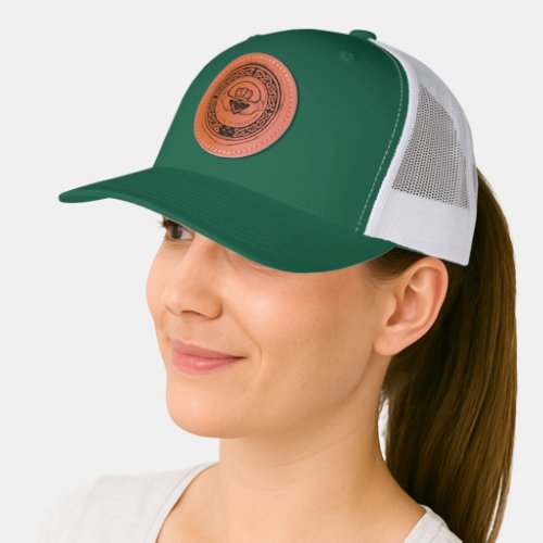 Artisan Celtic Claddagh Wax Seal Leather Patch Hat