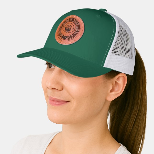 Artisan Celtic Claddagh Wax Seal Leather Patch Hat (Female)