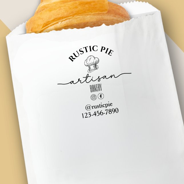 Artisan Chef Hat Business Name Bakery Rubber Stamp (Creator Uploaded)