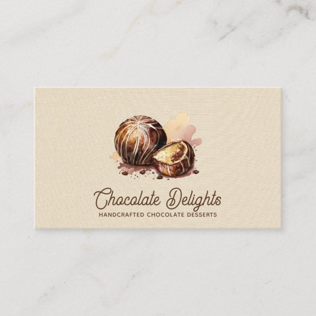 Artisan Chocolate Candy & Truffle Confections Business Card (Front)