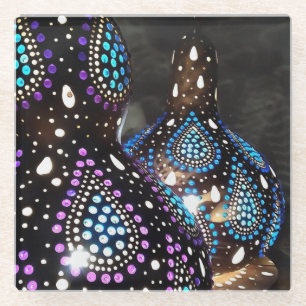 Artisan Craft Gourd Turkish Lanterns Acrylic Art Glass Coaster