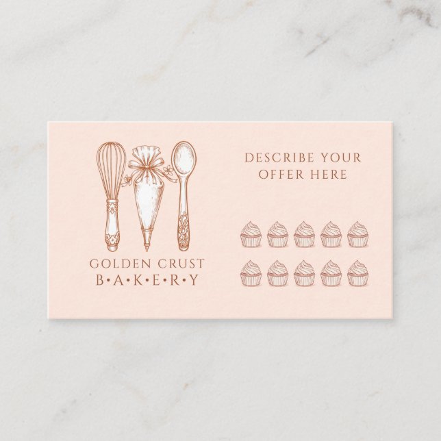 Artisan Cupcake Bakery Baking Tools Loyalty Card (Front)