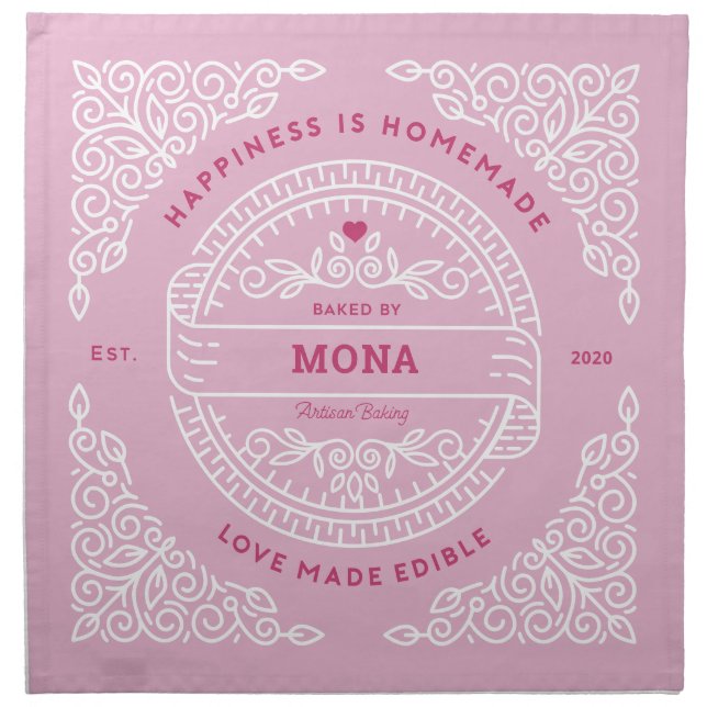 Artisan Dough Cover Baking Pinks Custom Cloth Napkin (Front)