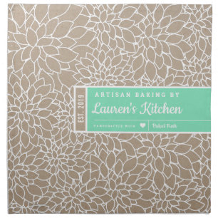 Artisan Dough Cover -Dahlia KRAFT and Bottle Green Cloth Napkin