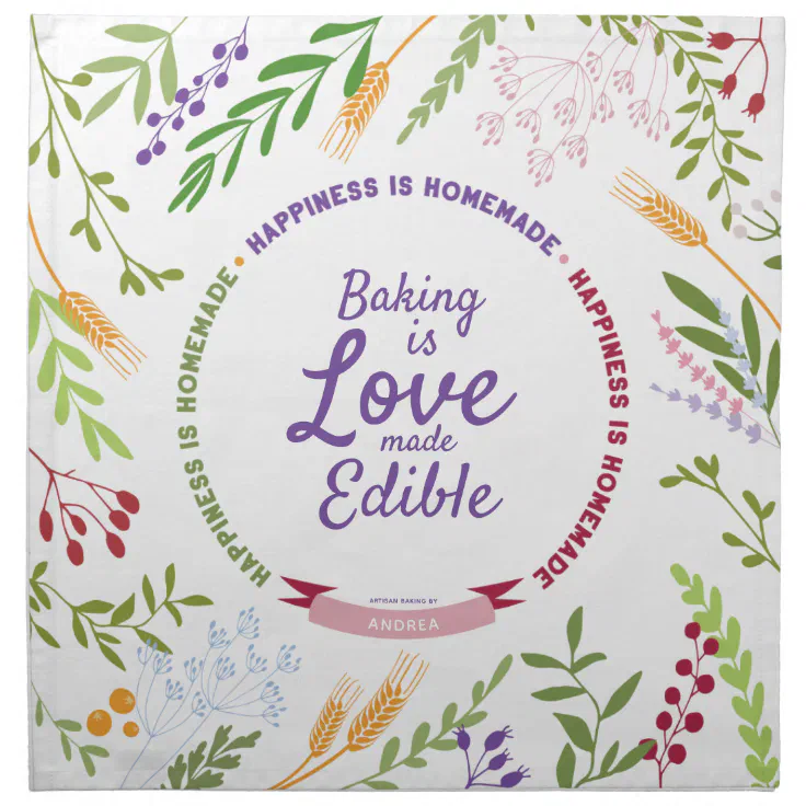 Artisan Dough Cover. Floral Quirky Personalized Cloth Napkin Zazzle