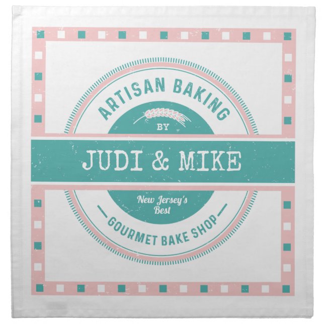 Artisan Dough Cover Pink-Turq Cloth Napkin (Front)