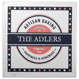 Artisan Dough Cover.Rustic-Navy-Coral Cloth Napkin