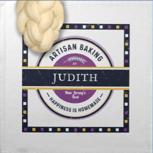 Artisan Dough Cover. Rustic Navy Purple Cloth Napkin