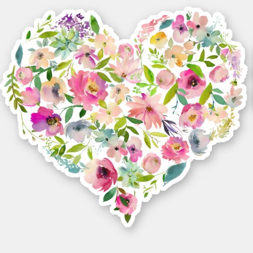 Artisan Floral Heart Love Wedding Valentine Mom Sticker