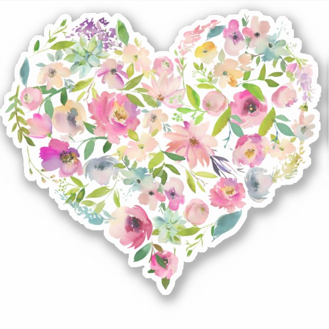Artisan Floral Heart Love Wedding Valentine Mom Sticker (Front)