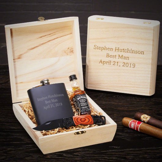 Artisan Gift Set With Lockback Knife And Hip Flask (Front)