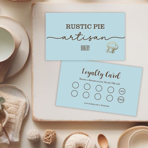  Artisan Gold Baker Bakery Chef Hat Catering Blue Loyalty Card