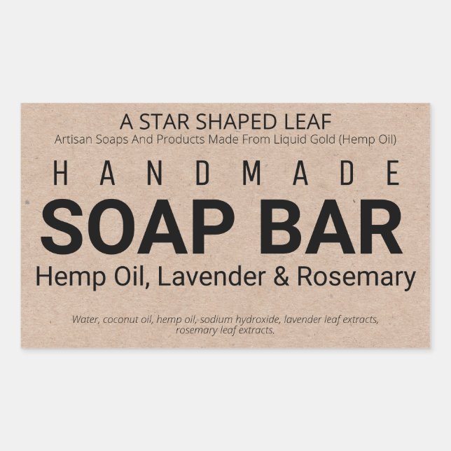 Artisan Handmade Hemp Soap Rectangular Sticker (Front)