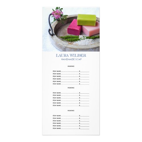 Artisan Handmade Soap Maker Price List Rack Card