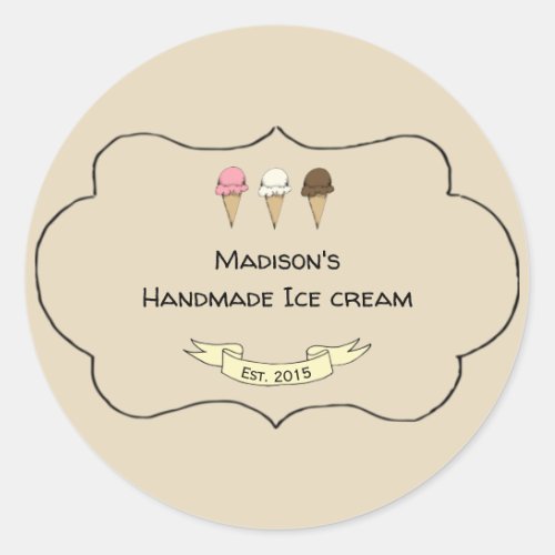 Artisan Ice Cream Maker Customizable Classic Round Sticker