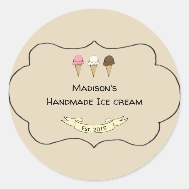 Artisan Ice Cream Maker Customizable Classic Round Sticker (Front)