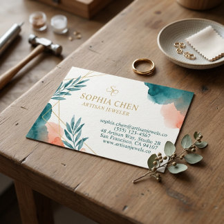 Artisan Jeweler Teal Watercolor Business Card