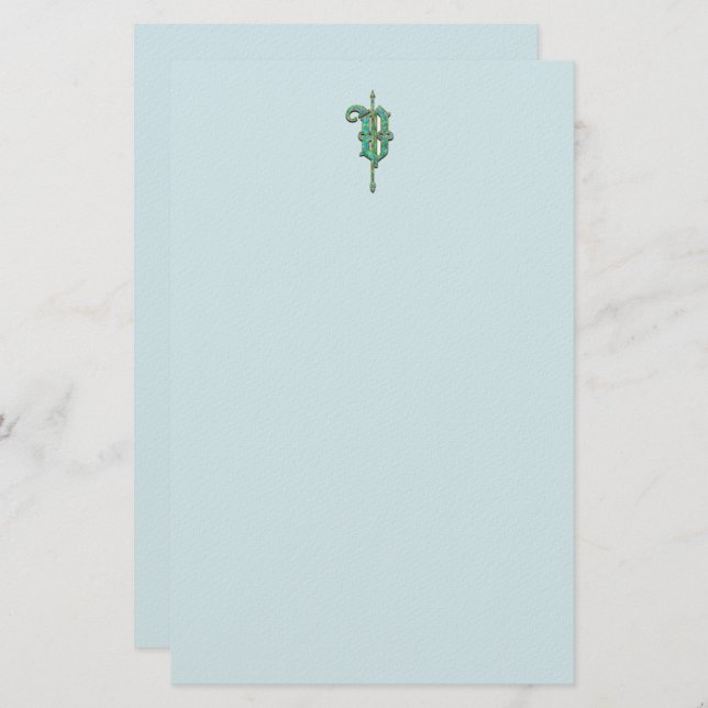 Artisan Monogram V Green Garden Felt Stationery (Front/Back)