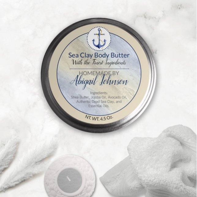 Artisan Nautical Beach Sea Clay Body Butter Label (Creator Uploaded)