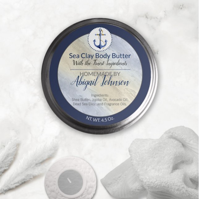 Artisan Nautical Beach Sea Clay Body Butter Label (Creator Uploaded)