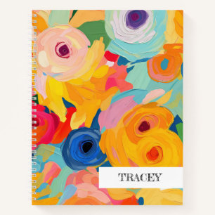 Artisan Painted Floral NAME Colorful Sketchbook Notebook