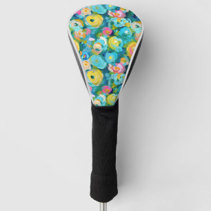 Artisan Painted Floral Pattern Colorful Fun Ladies Golf Head Cover