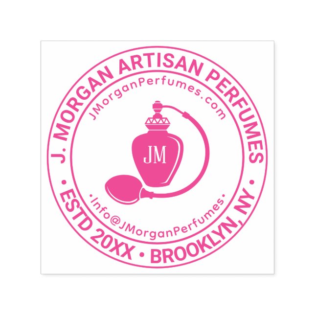 Artisan Perfume Business Name Location URL Email Self-inking Stamp (Design)