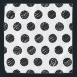 Artisan Polka Dots Black White Chic Fun Initial Bandana<br><div class="desc">Artisan Hand drawn Polka Dots in black on white background. Custom INITIAL in white on black dot. Easy to personalize text,  text color,  font. Fun Pet accessory for ANY chic fur baby. Modern,  Timeless,  Fun. Mix and match entire Pet / New Years / Gift Wrap Collections by TMCdesigns.</div>