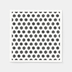 Artisan Polka Dots Black White Fun Chic Hand drawn Napkins