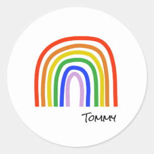 Artisan Rainbow Custom Kids NAME Colorful Classic Round Sticker