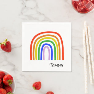 Artisan Rainbow Kids NAME Colorful Birthday Napkins