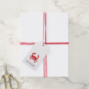 Artisan Red Crab Reunion NAME Coastal Fun Gift Tags
