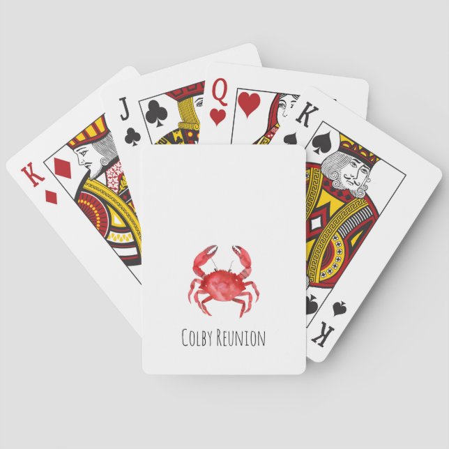 Artisan Red Crab Reunion NAME Coastal Fun Poker Cards (Back)