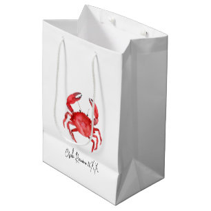 Artisan Red Crab Reunion NAME Year Colorful Fun Medium Gift Bag