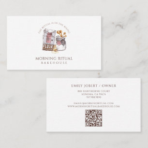 Artisan Watercolor Baker Dessert Caterer QR Code Business Card