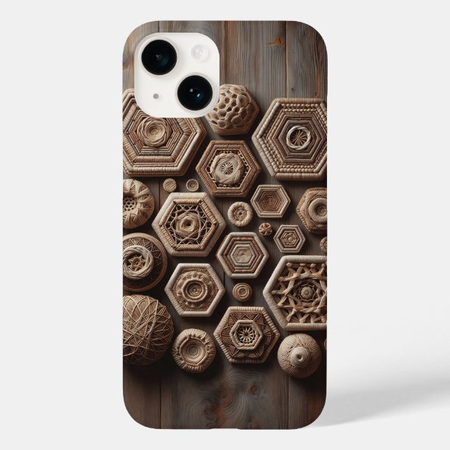 Artisan Woven Geometric Shapes Phone Case - Rustic (Back)