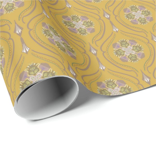 Artisan Wrapping Paper in Mustard and Lavender  (Roll Corner)