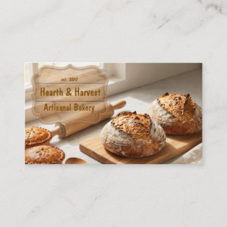 Artisanal Bakery Business Card Bread & Pie Graphic