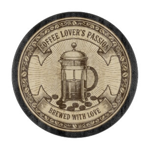 Artisanal French Press Coffee   Vintage "Brewed   Cutting Board