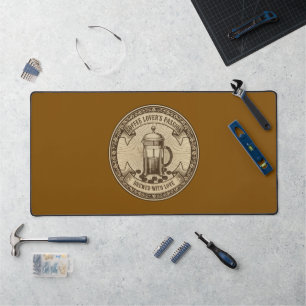Artisanal French Press Coffee Vintage "Brewed Desk Mat