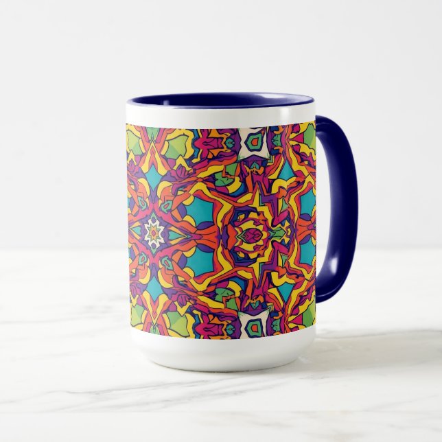 Artisanal Moroccan Mandala Coffee Mug (Front Right)
