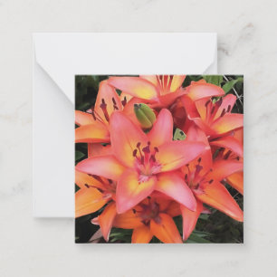 Artisitc Coral Colored Garden Lilies Note Card