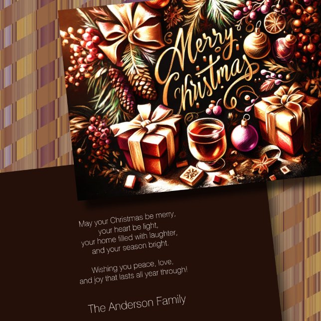 Artisitc Warm Chocolate Festive Cozy Christmas Holiday Card (Creator Uploaded)